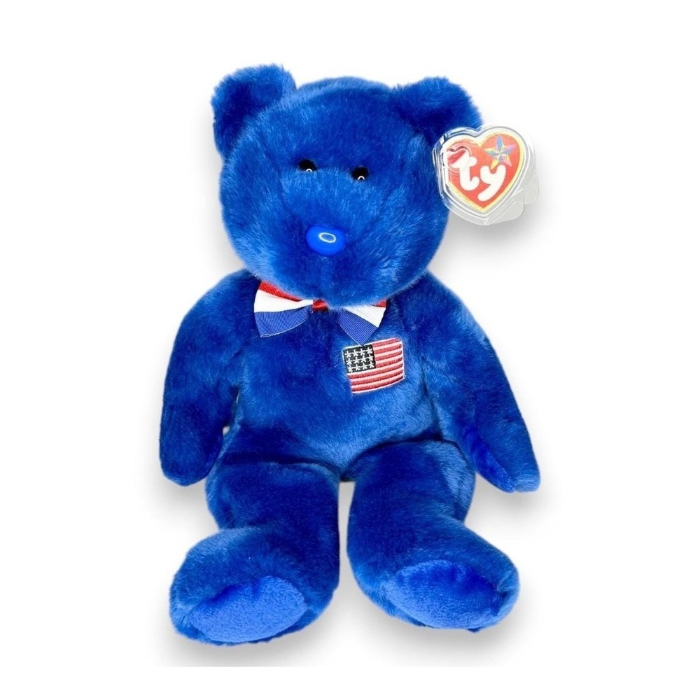 John the Bear | Patriotic Pride Bear | Mint Heart Tag TY Beanie Buddy